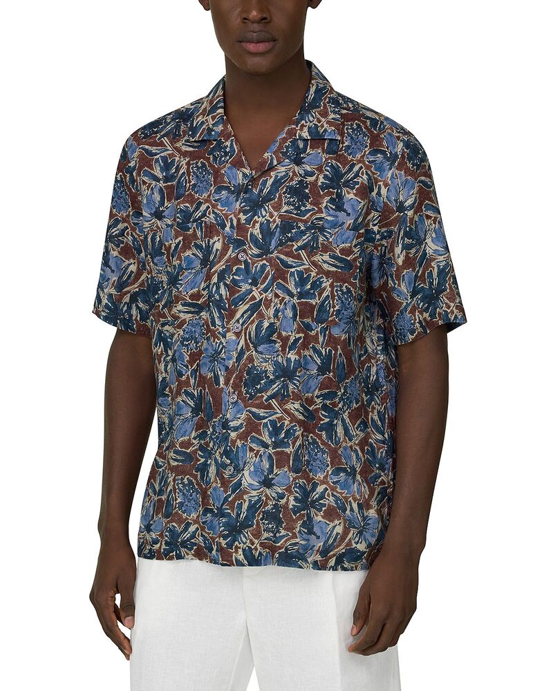 ボッジミラノ メンズ トップス プルオーバー リネン Boggi Milano Camp Collar Tropicalinen Shirt Burgundy バーガンディ