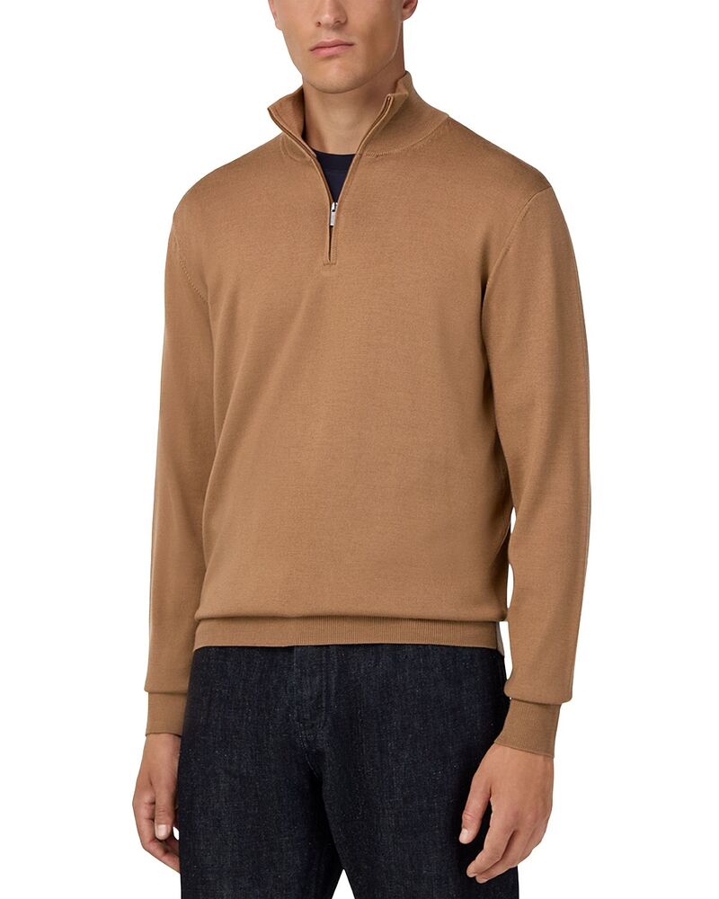 ボッジミラノ メンズ アウター 編み物・スウェーター ハーフジップ 羊毛 Boggi Milano Extra Fine Merino Wool Half Zip Sweater Hazelnut