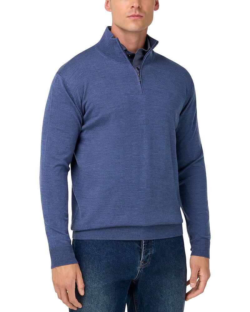 ボッジミラノ メンズ アウター 編み物・スウェーター ハーフジップ 羊毛 Boggi Milano Extra Fine Merino Wool Half Zip Sweater Indigo インディゴ