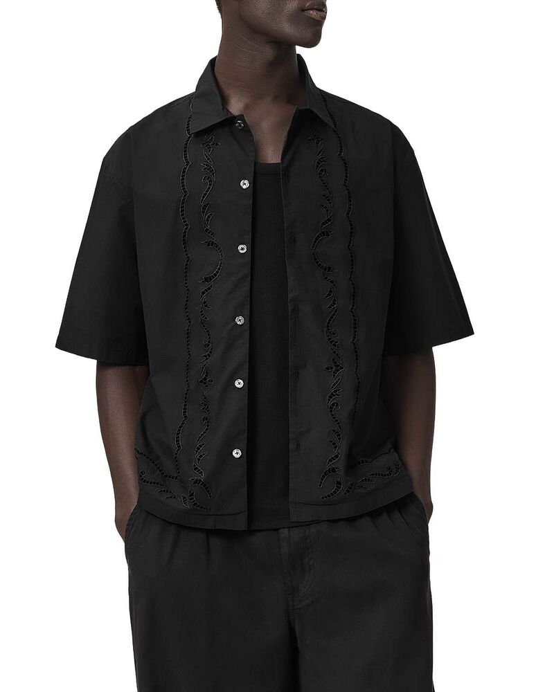 オールセインツ メンズ トップス シャツ ALLSAINTS Field Short Sleeve Shirt Jet Black ブラック｜ReVida 店 29,770円