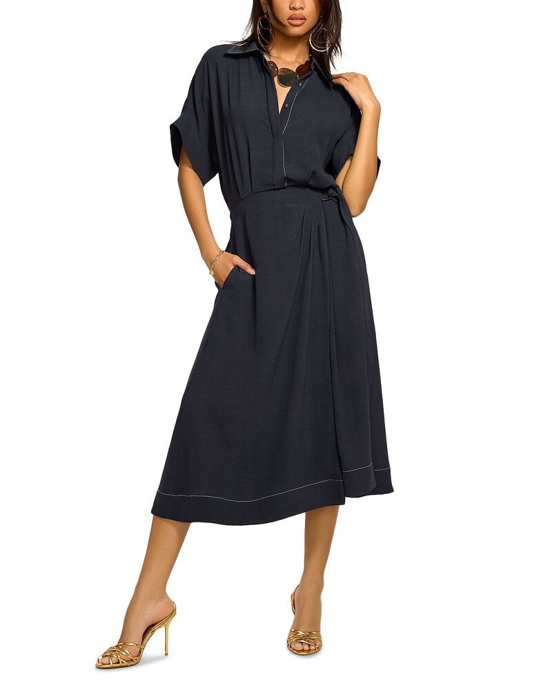 レイミー ブルック レディース ボトムスカート Ramy Brook Sonnet Wrap Skirt Dress Navy ネイビー|ReVida 店