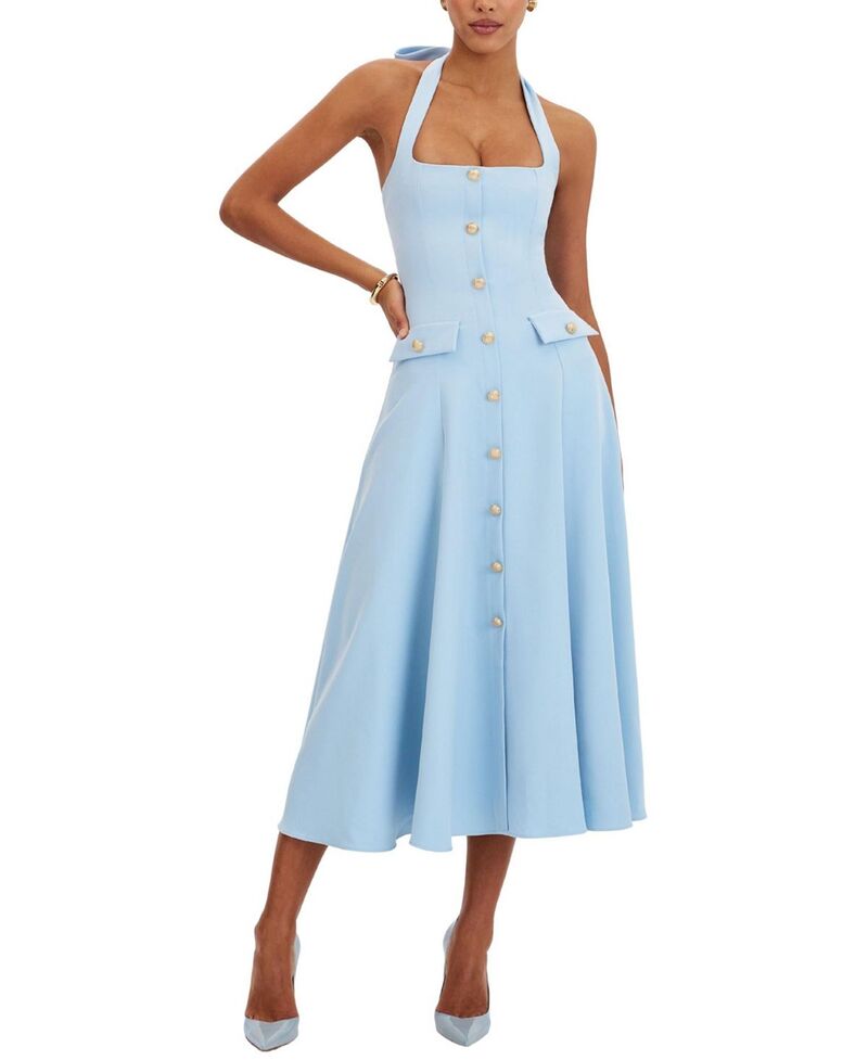 ミスサークル レディース トップス ワンピース A ライン ミディ ホルター Miss Circle Gillian Halter A-Line Midi Dress Mist Blue ブルー|ReVida 店