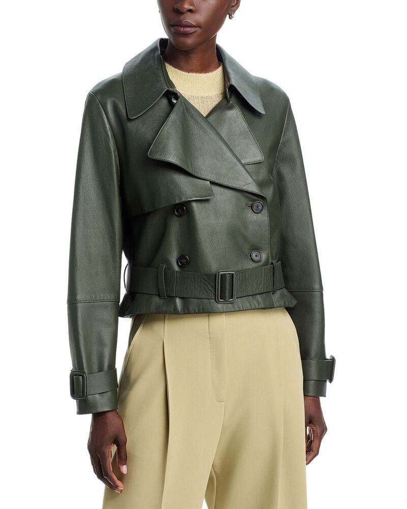 ヒューゴボス レディース アウター ジャケット・ブルゾン レザー Hugo Bossatela Leather Jacket Dark Green グリーン｜ReVida 店