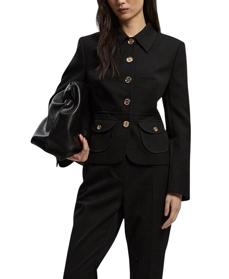 カレンミレン レディース アウター ジャケット・ブルゾン プチ Karen Millen Petitextu red Tailo red Jacket Black ブラック｜ReVida 店