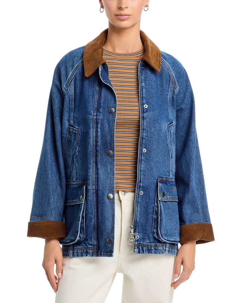 バブアー レディース アウター ジャケット・ブルゾン デニム Barbour Denimodern Beadnell Casual Jacket Mid Blue Denim デニム｜ReVida 店