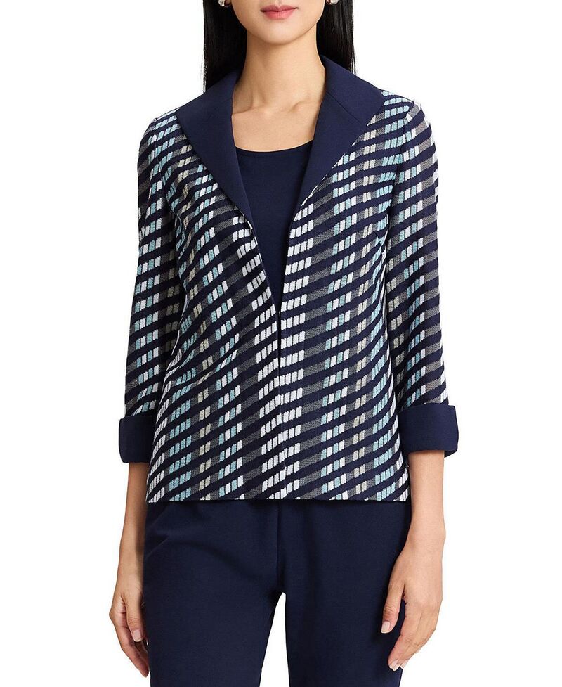 ミンウォン レディース アウター ジャケット・ブルゾン Ming Wang Mixed-Media Wing Collar Jacket Indigo Limestone Serene White ホワイト|ReVida 店