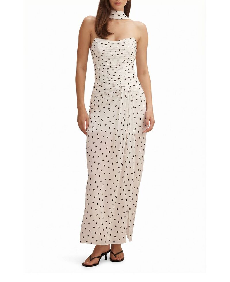 エバーニュー レディース トップス ワンピース ギャザー ストラップレス マキシ Ever Newomen's Arli Strapless Ruched Maxi Dress Porcelain Edmond Spot|ReVida 店