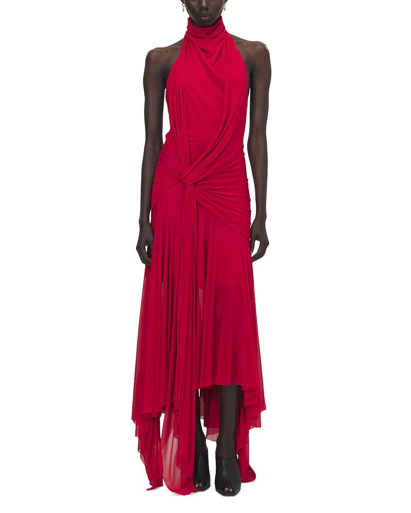 マックイーン レディース トップス ワンピース アシンメトリー ドレープ ジャージー ホルター McQueen Asymmetric Drape Halter Jersey Dress Wine ワイン｜ReVida 店