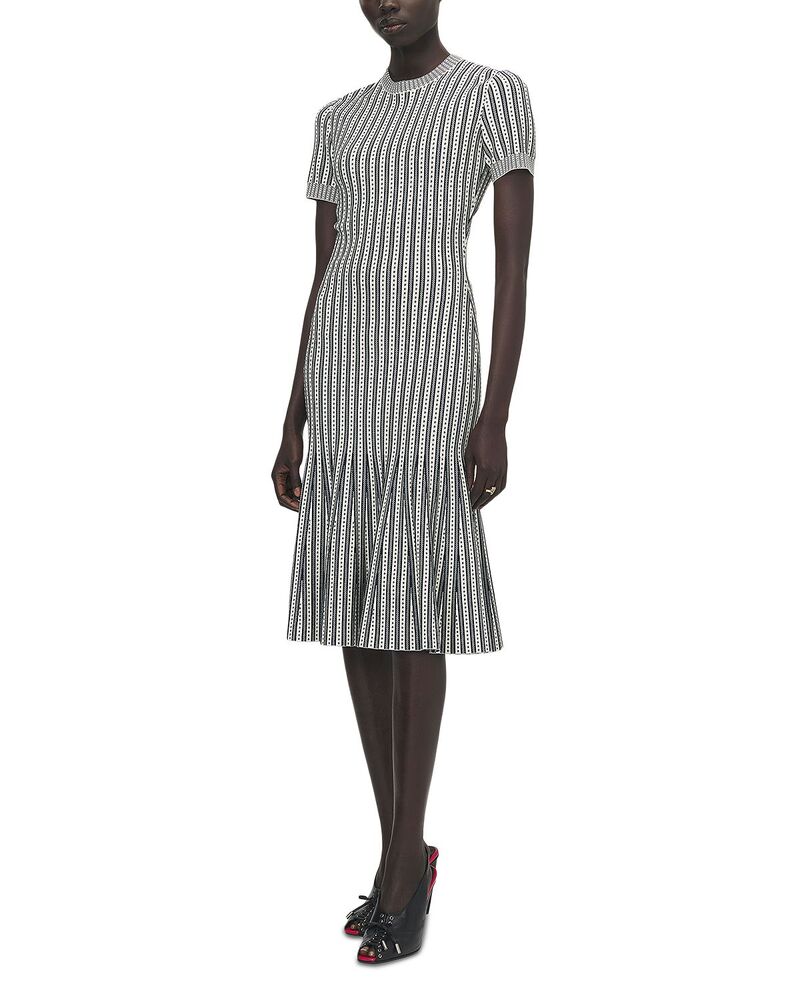 マックイーン レディース トップス ワンピース ニット McQueen Striped Jacquard Knit Dress Moon ストライプ|ReVida 店