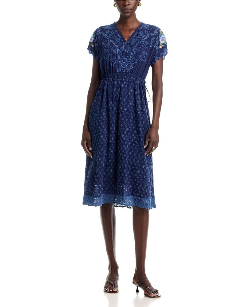 ジョニーワズ レディース トップス ワンピース Johnny Was Olympia Dress Blue Night ブルー｜ReVida 店