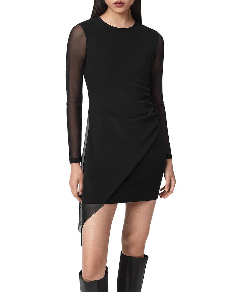 オールセインツ レディース トップス ワンピース ミニ ALLSAINTS Riley Mini Dress Black ブラック｜ReVida 店