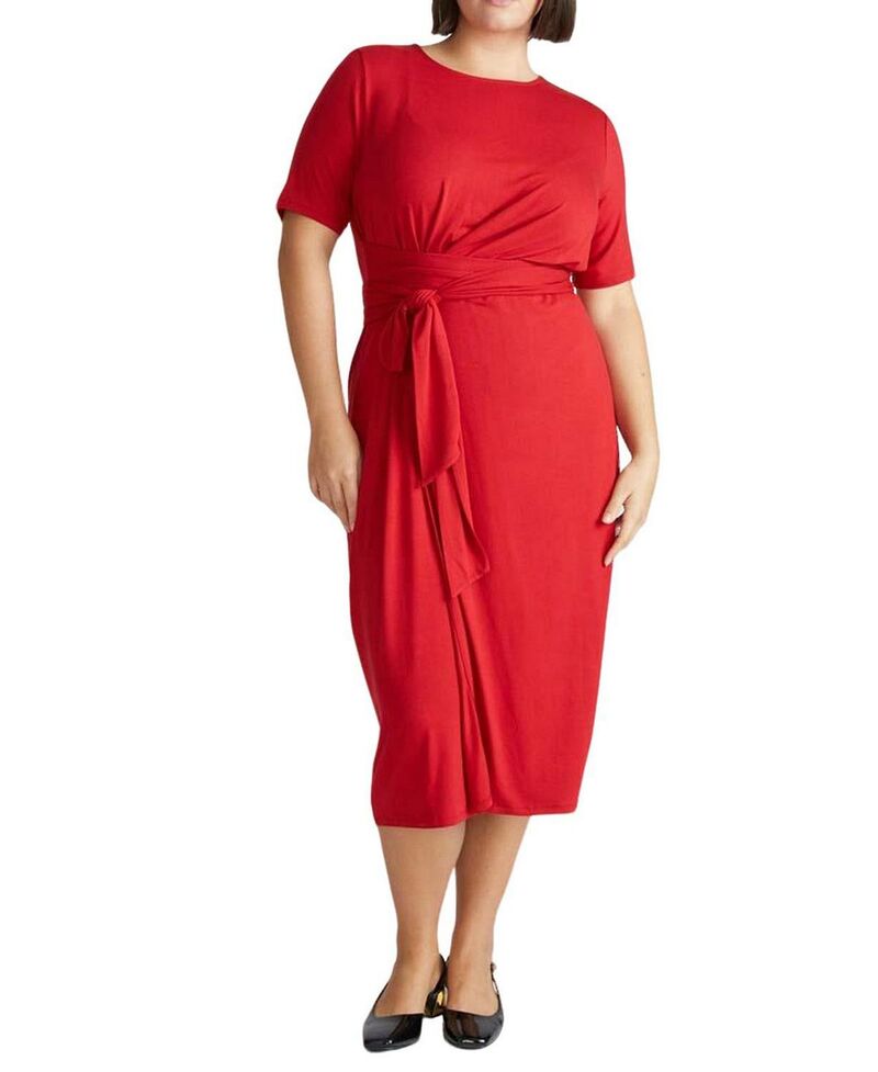 ユニバーサル スタンダード レディース トップス ワンピース プラスサイズ ジャージー Universal Standard Plusize Delilah Liquid Jersey Dress New York Red レッド｜ReVida 店