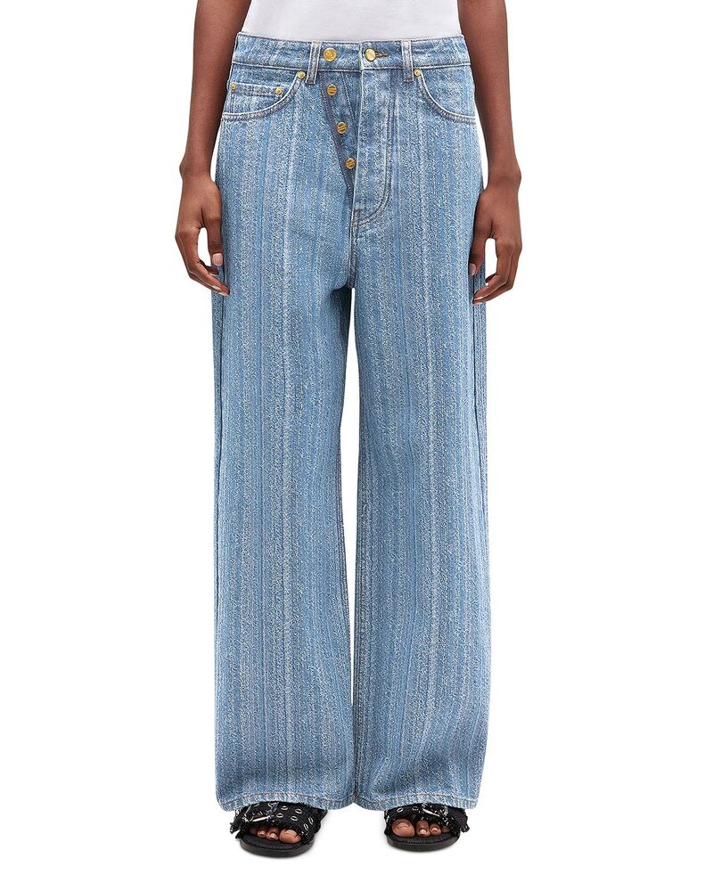 ガニー レディース ボトムス デニムパンツ ジーンズ GANNI Striped Baggy Jeans in Mid Blue Stone Mid Blue Stone ブルー｜ReVida 店