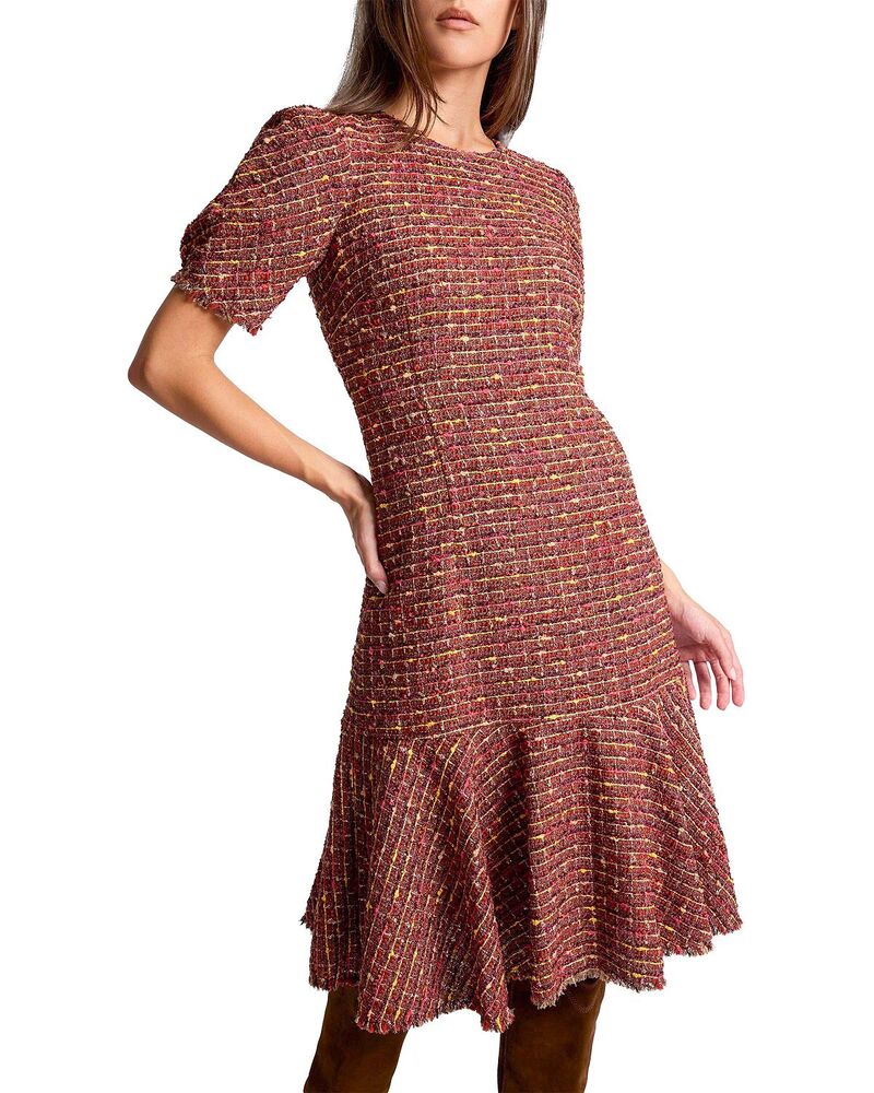 サントレッリ レディース トップス ワンピース ツイード Santorelli Dasia Sheath Tweedress with Puff Sleeves Auburn Multi マルチカラー｜ReVida 店