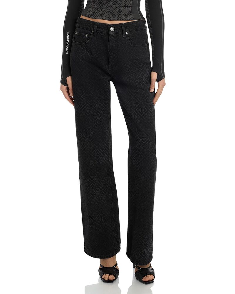 カサブランカ レディース ボトムス デニムパンツ ジーンズ Casablanca Monogram Baggy Jeans Black ブラック|ReVida 店