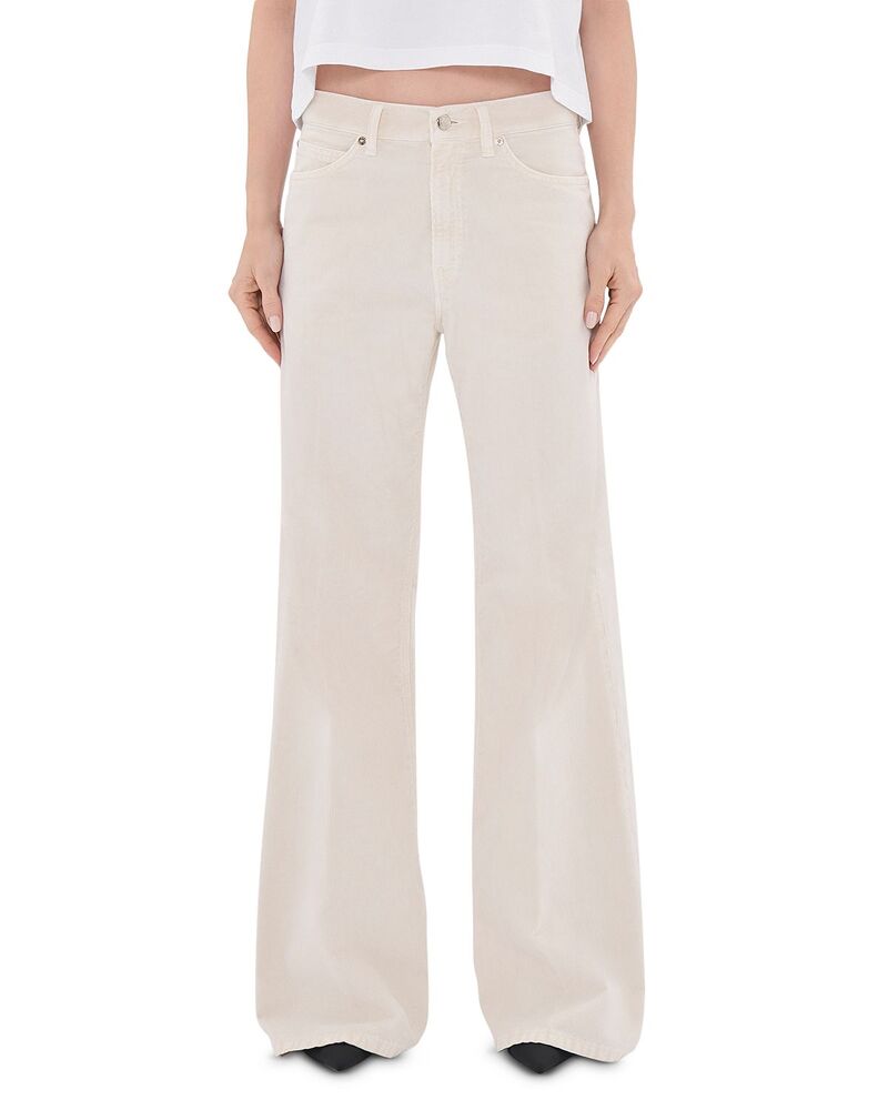 ハイクール レディース ボトムス デニムパンツ ワイドレッグ ベルベット ジーンズ HAIKURE Clara Velvet Pier Wide Leg Jeans in Snow|ReVida 店