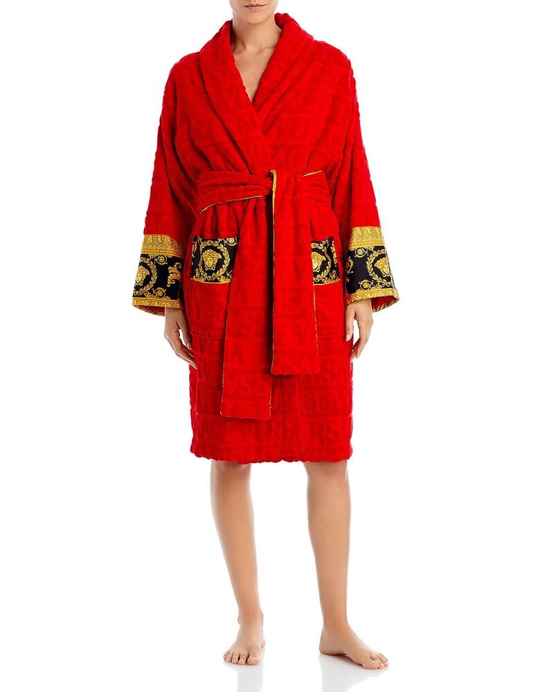 ヴェルサーチ レディース アンダーウェア ナイトウェア Versace I Heart Baroque Bath Robe Red レッド|ReVida 店