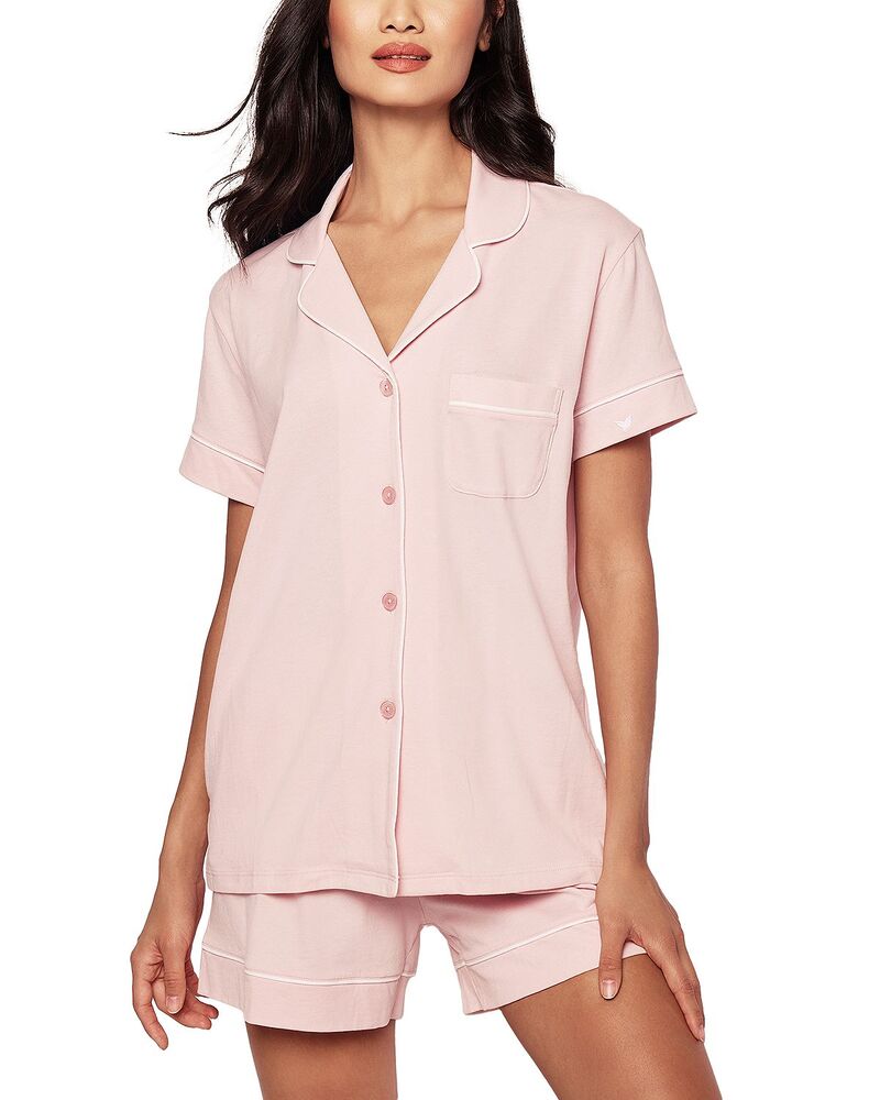プティットプリュム レディース アンダーウェア ナイトウェア Petite Plume Luxe Pima Short Sleeve Short Pajama Set Pink ピンク|ReVida 店