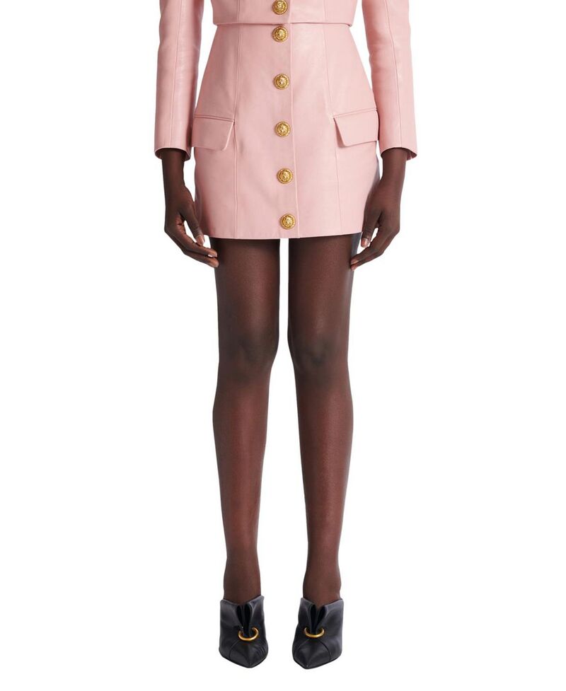 バルマン レディース ボトムスカート Balmain Short Lambskin Skirt with Buttons Pink ピンク｜ReVida 店