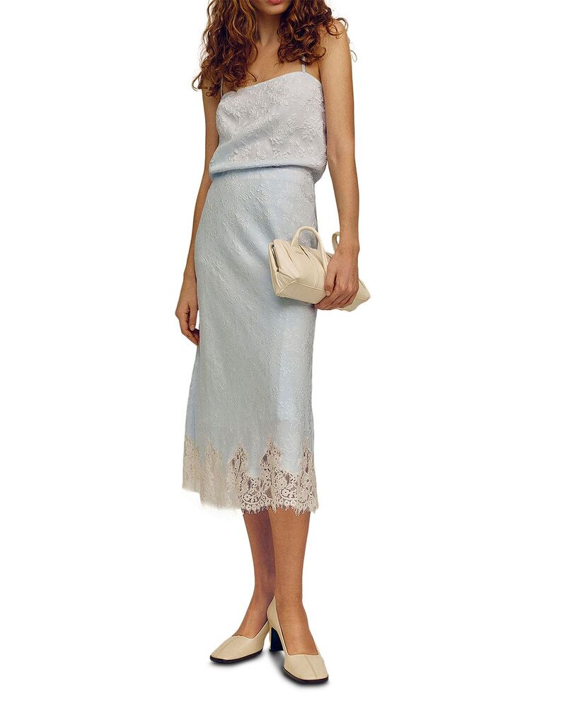 リフォーメーション レディース ボトムスカート Reformation Carolina Slip Skirt Sky Blue Jacquard ブルー｜ReVida 店