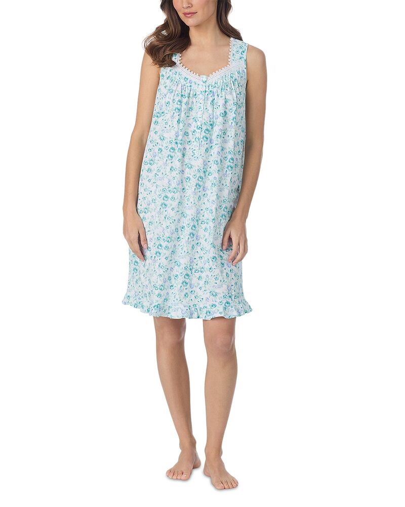 エイレーンウェスト レディース トップス ワンピース ノースリーブ ニット Eileen West Sleeveless Knit Chemise Nightdress - Exclusive Aqua Multi アクア|ReVida 店