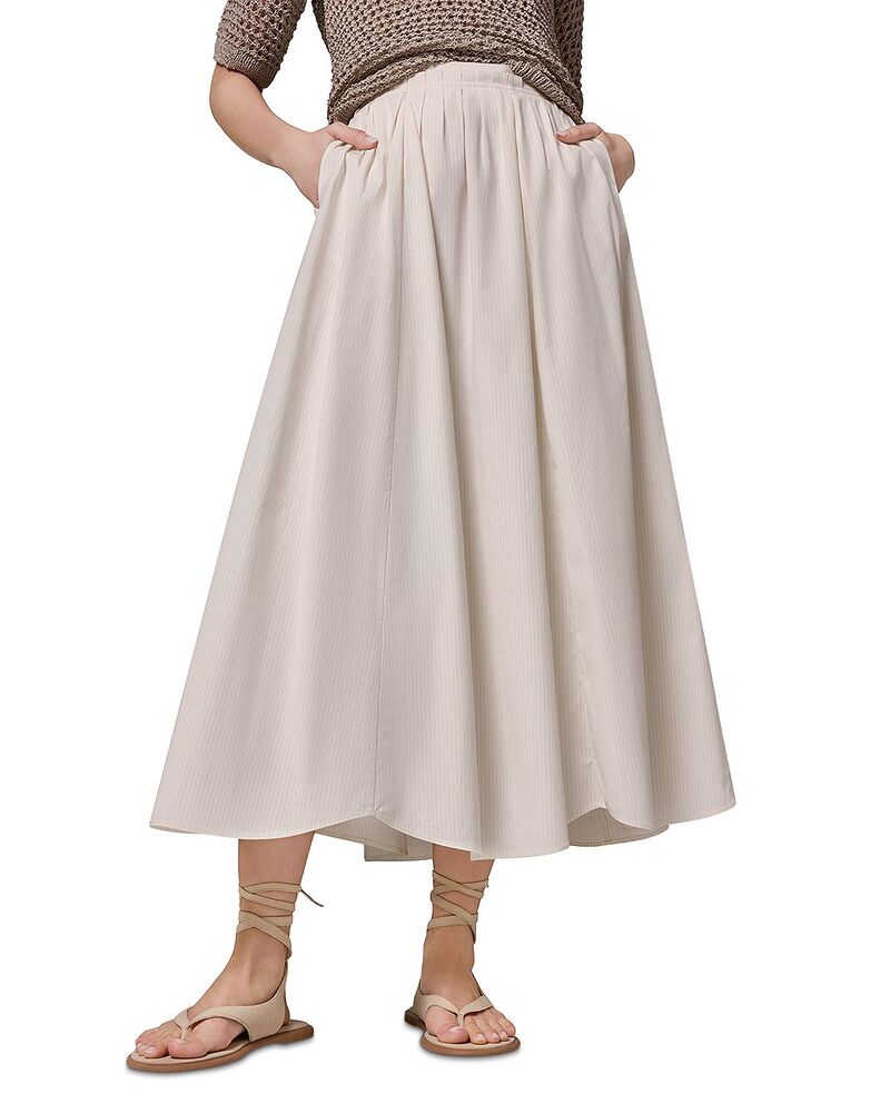 ダナキャラン レディース ボトムスカート プリーツ Donna Karan Pleated Skirt Cream Pinstripe クリーム｜ReVida 店