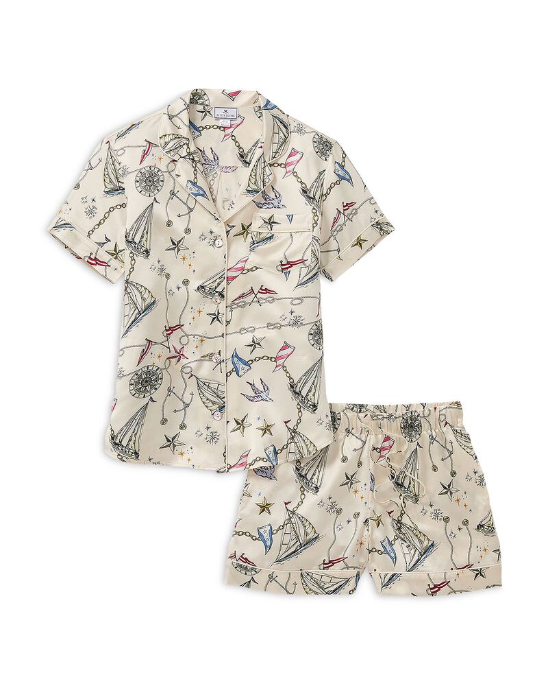 プティットプリュム レディース アウター パーカー・スウェット シルク Petite Plume Regatta Royale Silk Short Sleeve Short Pajama Set Beige ベージュ|ReVida 店