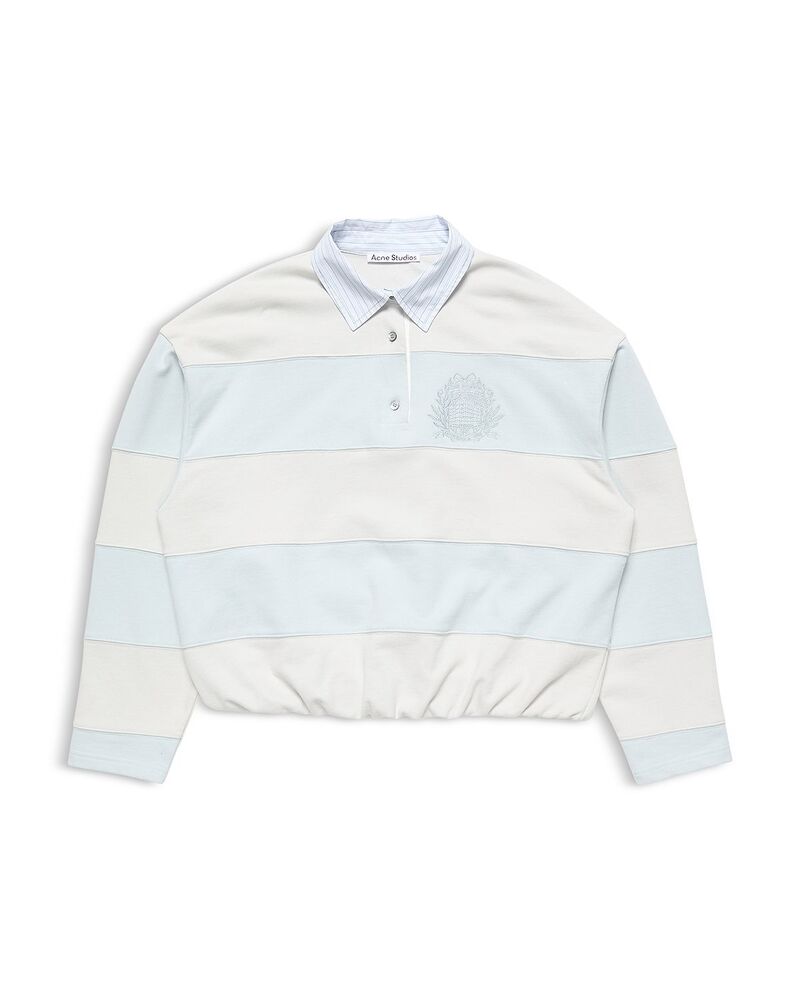 アクネ ストゥディオズ レディース アウター パーカー・スウェット ポロシャツ Acne Studiostripe Polo Sweatshirt Light Blue ブルー｜ReVida 店