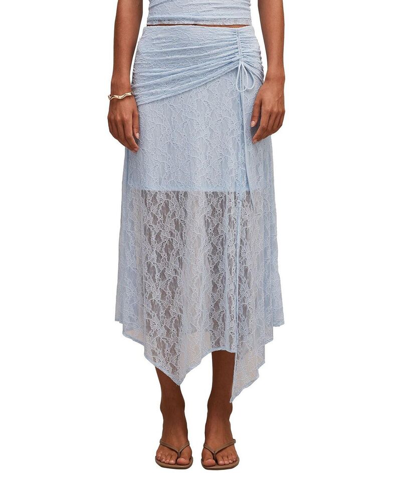 エバーニュー レディース ボトムスカート アシンメトリー レース Ever Newomen's Khai Lace Asymmetric Skirt Soft Blue Co-Ord ブルー|ReVida 店