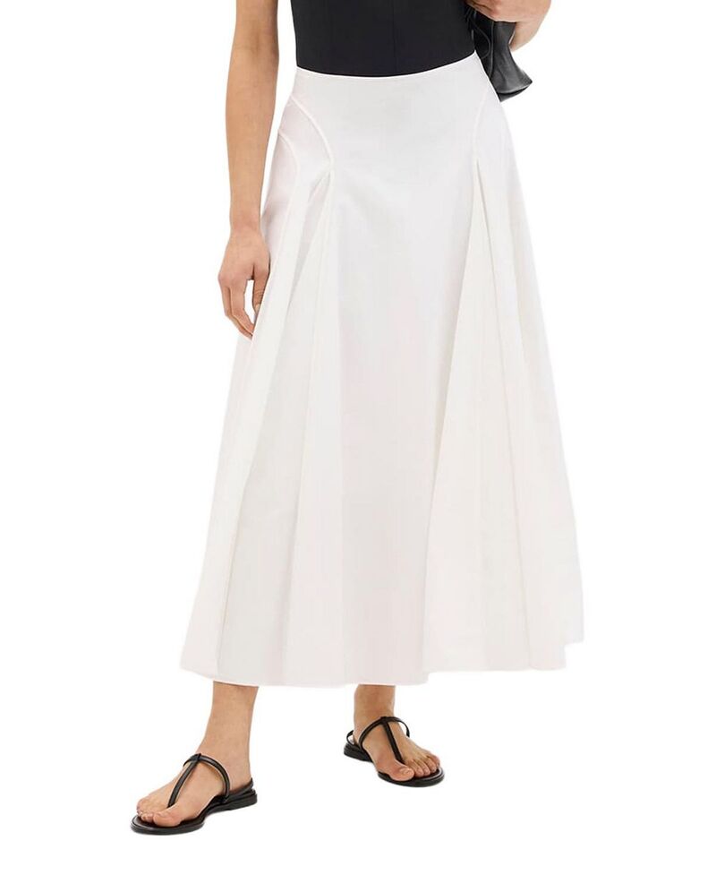 アナザー トゥモロー レディース ボトムスカート Another Tomorrow Seamed Full Skirt White ホワイト｜ReVida 店