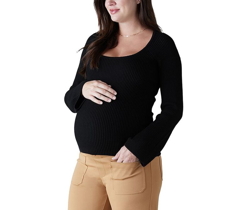 イングリッド&イザベル レディース アウター ニット・セーター リブ マタニティ Ingrid & Isabel Ribbed Maternity Sweater Black Onyx ブラック｜ReVida 店