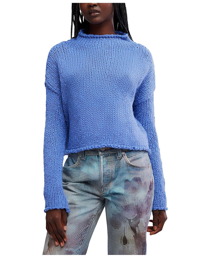 フリーピープル レディース アウター ニット・セーター クロップド Free People Opal Cropped Sweater Peri Blue ブルー｜ReVida 店