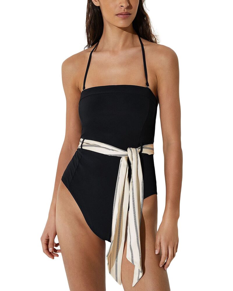 レイス レディース 水着 上下セット REISS Etienne Bandeau One Piece Swimsuit Black Print ブラック|ReVida 店