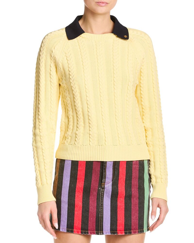 ヴェルサーチ レディース アウター ニット・セーター Versace Cables Raglan Sleeve Sweater Pale Yellow イエロー|ReVida 店