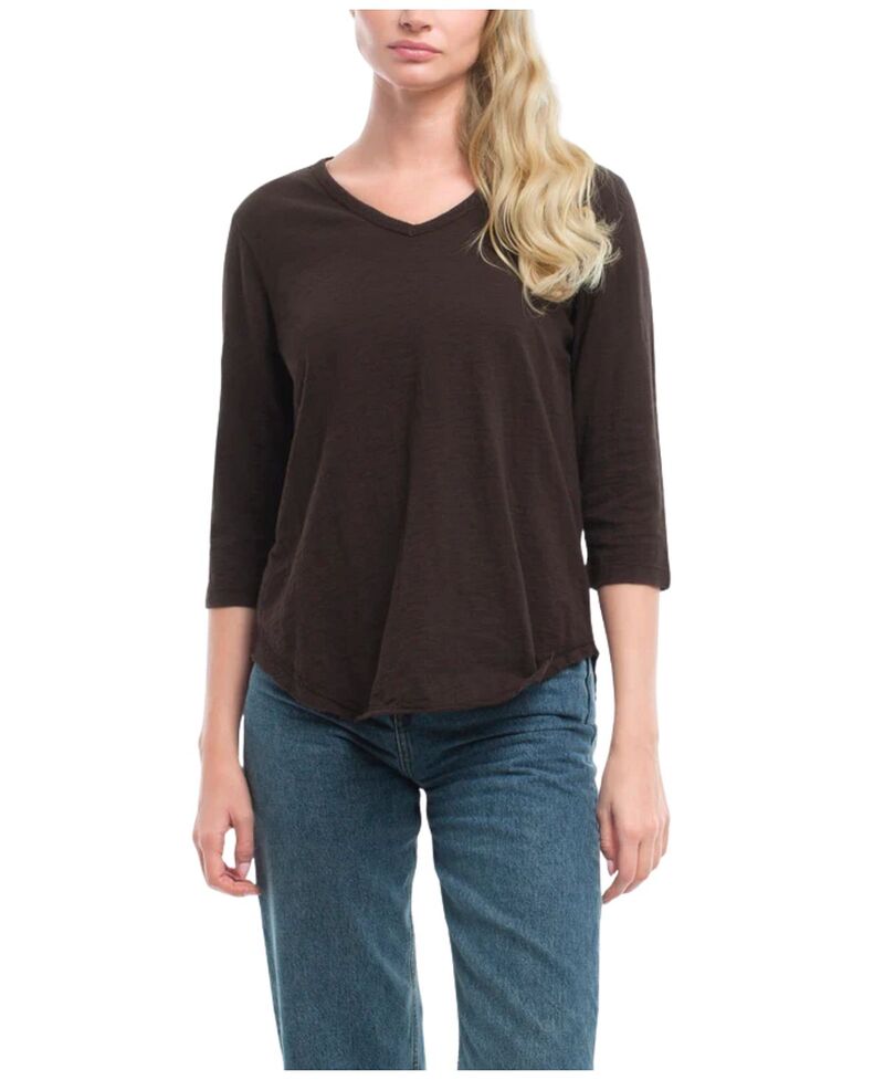ウィルト レディース トップス シャツ WILT 3/4 Sleeve Raw Hem Shirttail Tee Chocolate Torte チョコレート|ReVida 店
