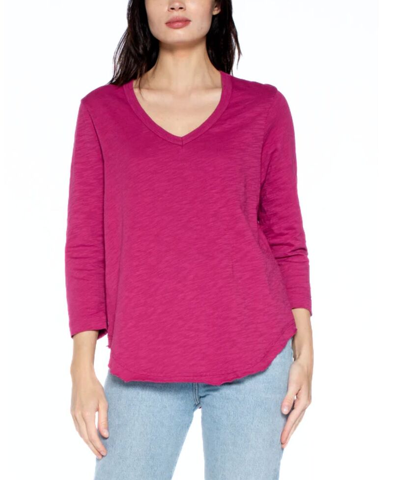 ウィルト レディース トップス シャツ WILT 3/4 Sleeve Raw Hem Shirttail Tee Dark Mulberry|ReVida 店