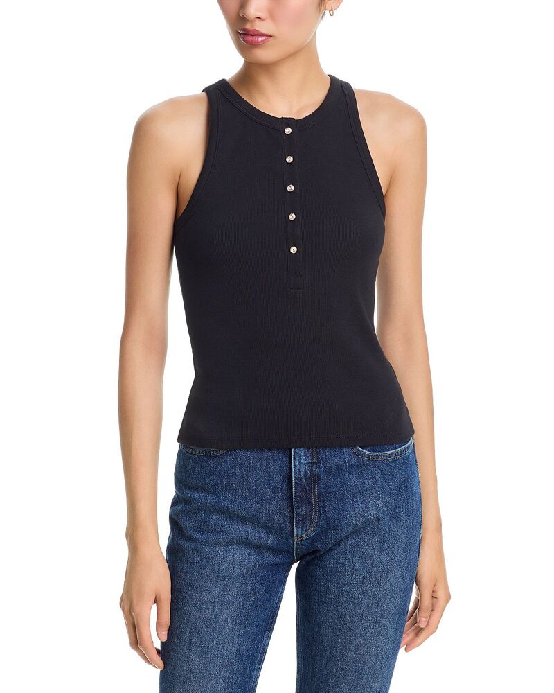 サンク セプト レディース トップス タンクトップ コットン Cinq Sept Mattie Cotton Stretch Tank Black ブラック｜ReVida 店