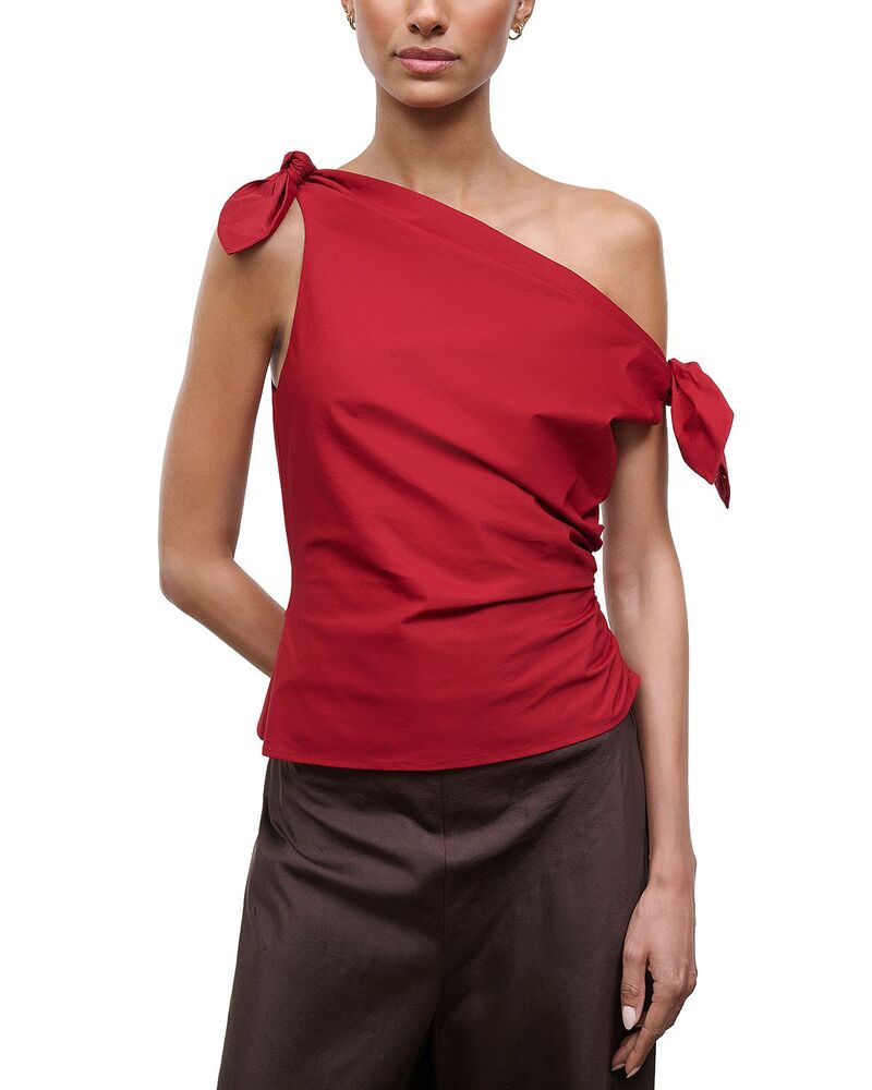 スタウド レディース トップス シャツ コットン STAUD Bellaria Cotton Off Shoulder Top Rouge｜ReVida 店