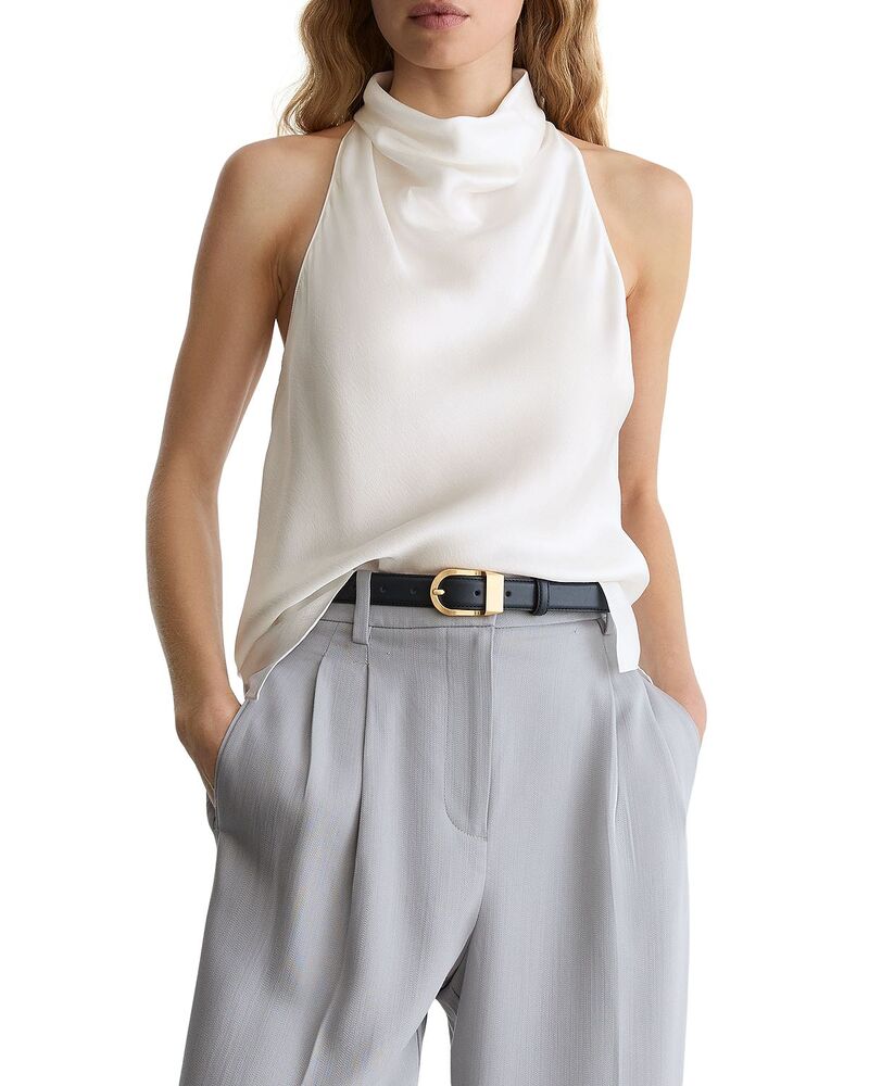 レイス レディース トップス シャツ シルク REISS Kora Hamme red Silk Top Ivory アイボリー｜ReVida 店