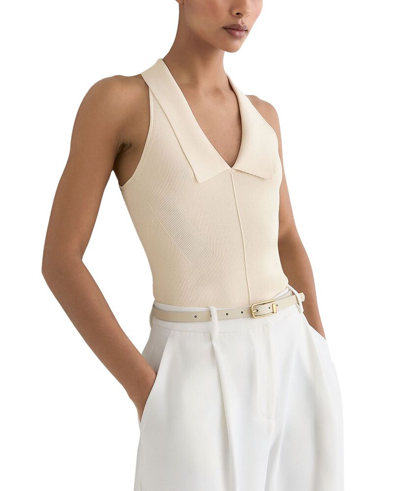 レイス レディース トップス シャツ REISS Vera Colla red Racerback Top Ivory アイボリー|ReVida 店