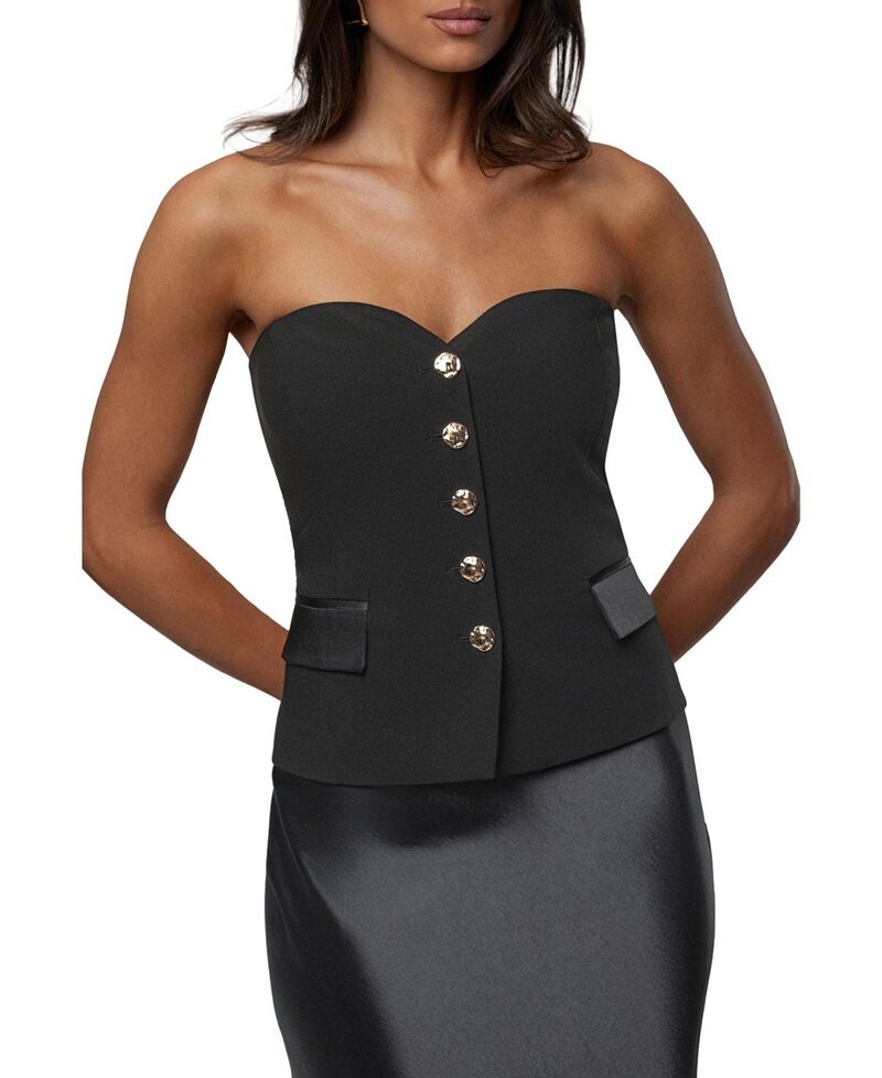 ジェイラックスレーベル レディース トップス ベスト JLUXLABEL Button Front Vest Black ブラック|ReVida 店