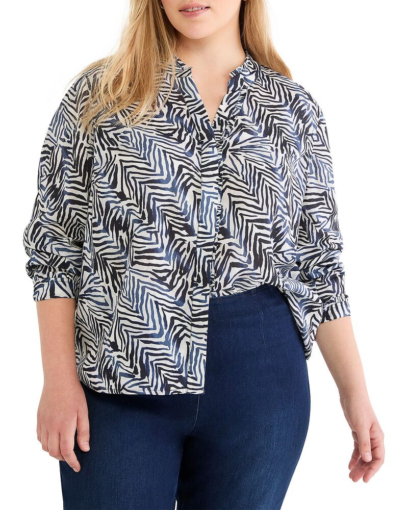 ニックアンドゾー プラス レディース トップス シャツ NIC+ZOE Plus Inked Lineshirt Indigo Multi インディゴ|ReVida 店