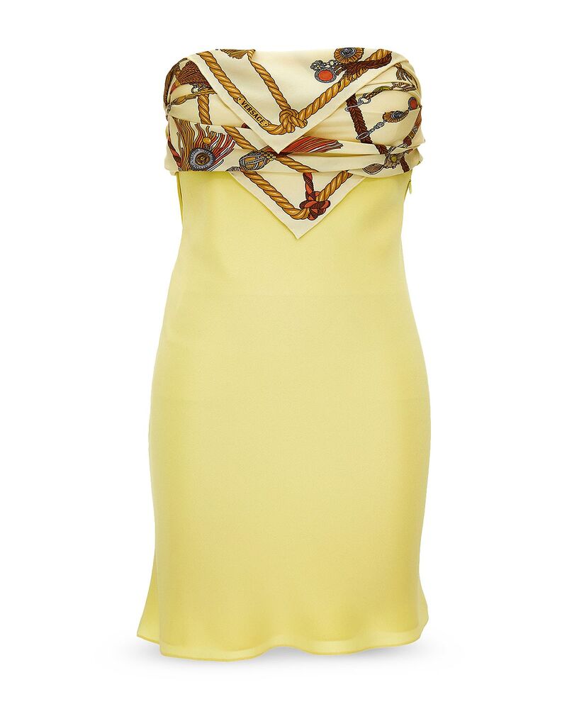 ヴェルサーチ レディース トップス ワンピース シルク Versace Hangin' Out Silk Dress Ivory/Orange/Brown アイボリー｜ReVida 店
