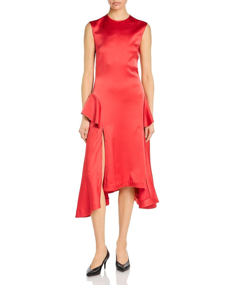 ステラマッカートニー レディース トップス ワンピース ミディ サテン Stella McCartney Satin Midi Dress Tomato｜ReVida 店