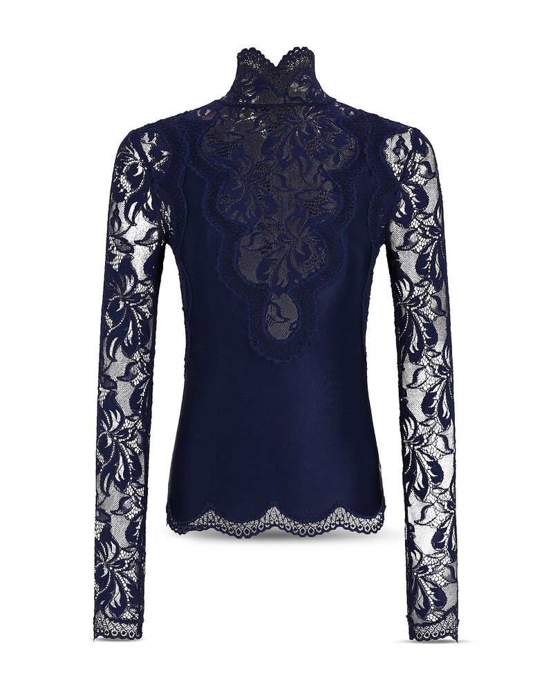ラバンヌ レディース トップス シャツ モックネック レース Rabanne Lace Mock Neck Top Deep Navy ネイビー|ReVida 店