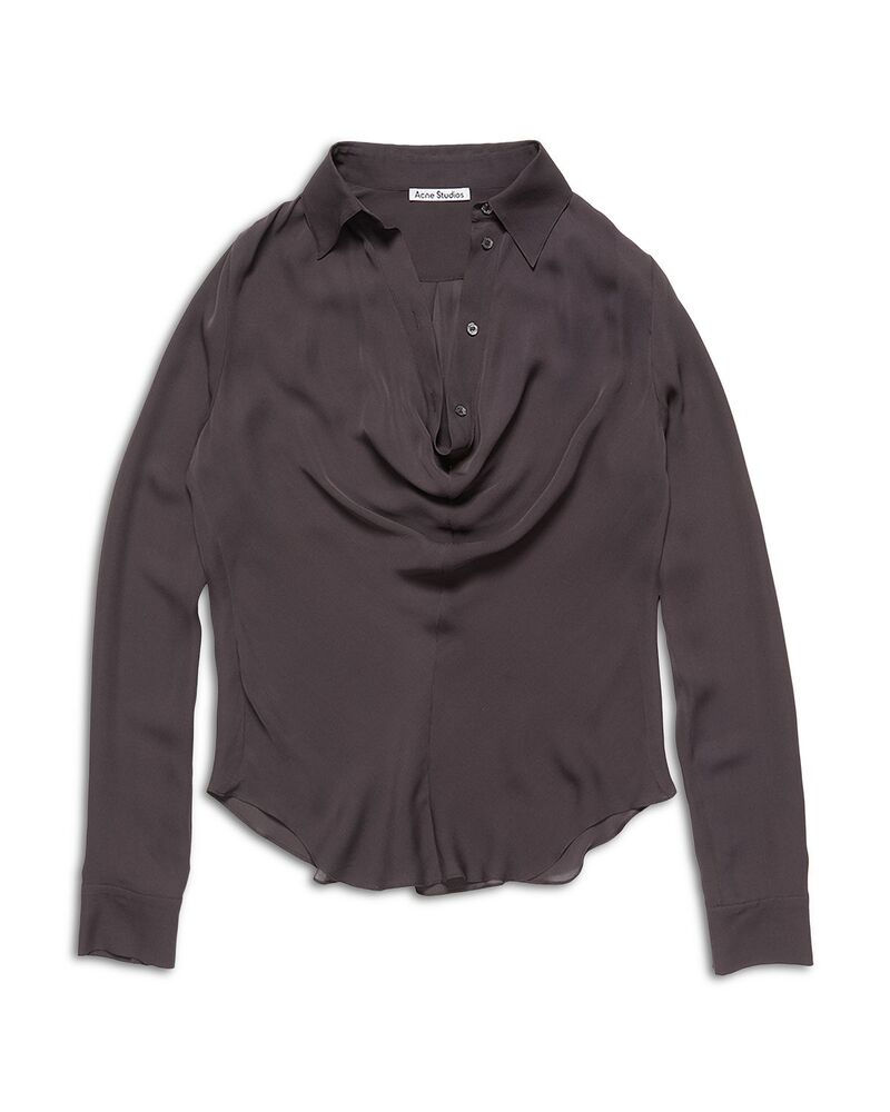 アクネ ストゥディオズ レディース トップス シャツ シルク ブラウス Acne Studios Colla red Silk Blouse Graphite Grey グラファイト｜ReVida 店