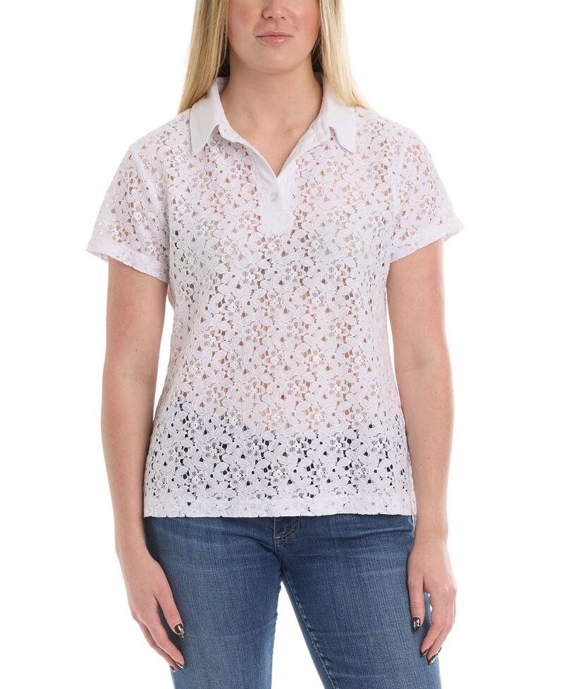 ウィルト レディース トップス ポロシャツ レース WILT Short Sleeve Lace Polo Top White ホワイト｜ReVida 店
