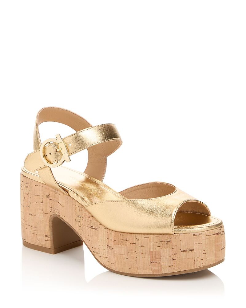 フェラガモ レディース シューズ サンダル プラットフォーム FERRAGAMO Women's Gancini Platform Sandals Gold Lux ゴールド|ReVida 店