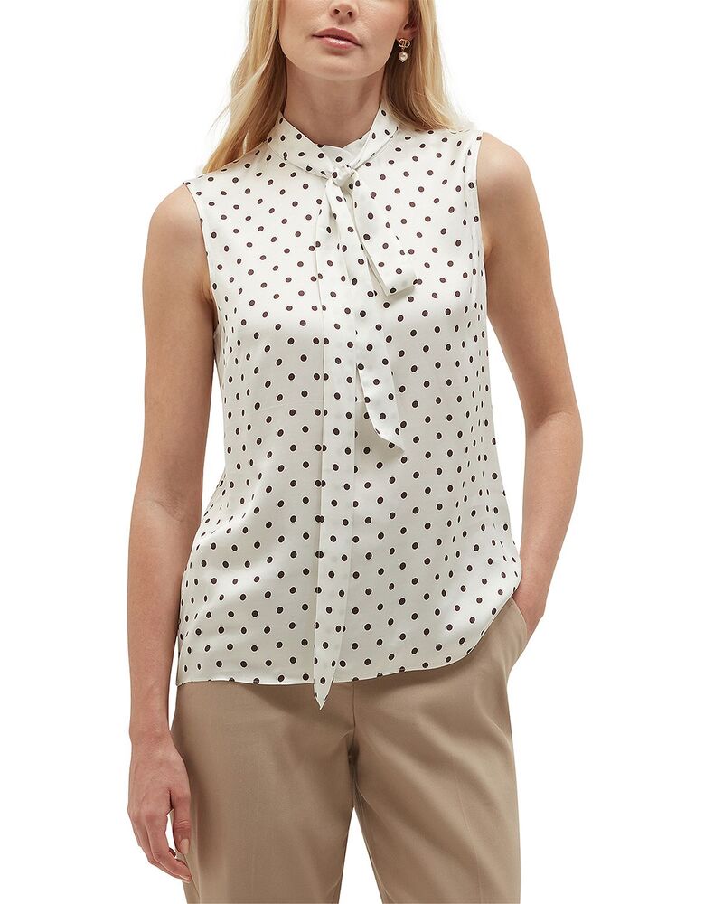 ホッブスロンドン レディース トップス シャツ HOBBS LONDONatasha Tie Neck Top Brown Ivory アイボリー|ReVida 店