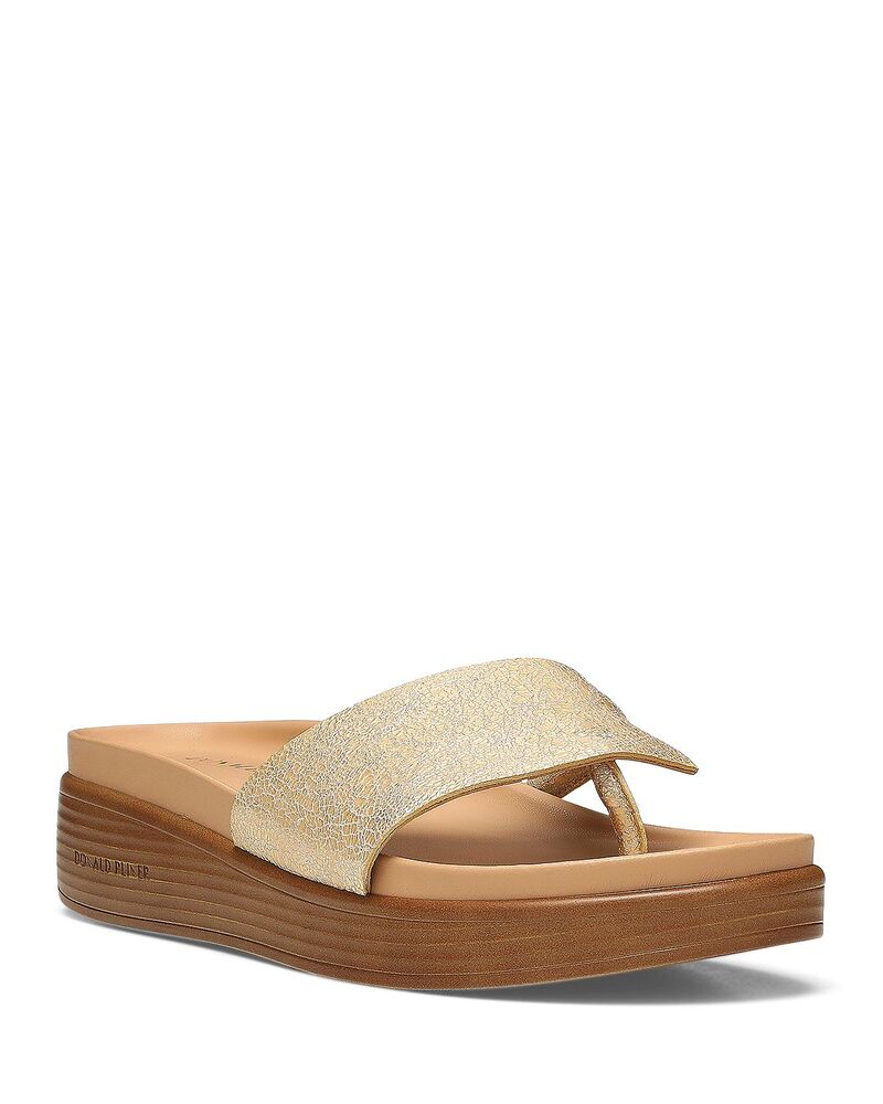 ドナルドプリネール レディース シューズ サンダル Donald Pliner Women'slip On Thong Wedge Sandals Platino|ReVida 店